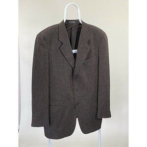 Giorgio Armani Mani Brown Houndstooth 2 Button Sport Coat Blazer Size 46 see mea